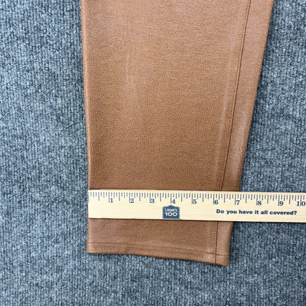 Chicos So Slimming Faux Leather Pants Women 2.5 L 14 Tan Straight Leg Chic